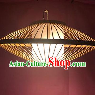 Chinese Traditional Bamboo Weaving UFO Palace Lanterns Handmade Hanging Lantern Lamp