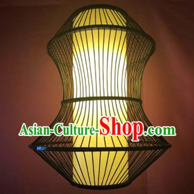Chinese Traditional Black Bamboo Weaving Yellow Crane Tower Palace Lanterns Handmade Hanging Lantern Lamp