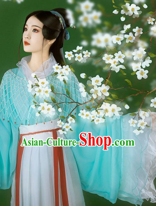 Chinese Ancient Goddess Blue Hanfu Dress Traditional Tang Dynasty Princess Costumes for Women Chinese Ancient Goddess Blue Hanfu Dress Traditional Tang Dynasty Princess Costumes for Women