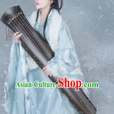 Chinese Ancient Princess Blue Hanfu Dress Traditional Ming Dynasty Imperial Consort Costumes for Women