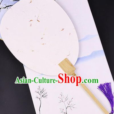 Chinese Traditional White Art Paper Palm Leaf Fans Handmade Round Fan for Women