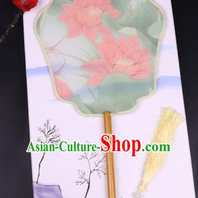 Chinese Traditional Painting Red Lotus Palace Fans Handmade Classical Dance Silk Fan for Women