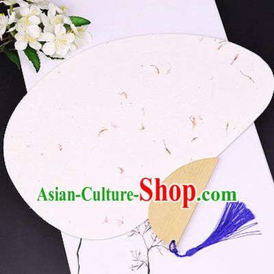 Chinese Traditional Beige Art Paper Fans Handmade Bamboo Plover Fan