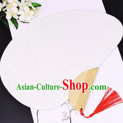 Chinese Traditional White Xuan Paper Fans Handmade Bamboo Plover Fan