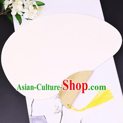 Chinese Traditional White Art Paper Fans Handmade Bamboo Plover Fan