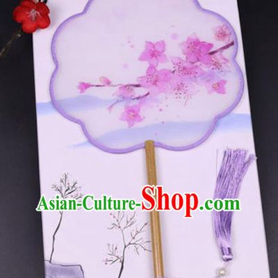 Chinese Traditional Painting Sakura Lilac Palace Fans Handmade Classical Dance Silk Fan for Women