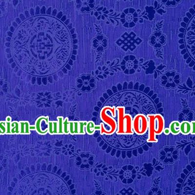 Chinese Classical Auspicious Pattern Design Royalblue Brocade Fabric Asian Traditional Hanfu Satin Material