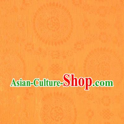 Chinese Classical Auspicious Pattern Design Orange Brocade Fabric Asian Traditional Hanfu Satin Material