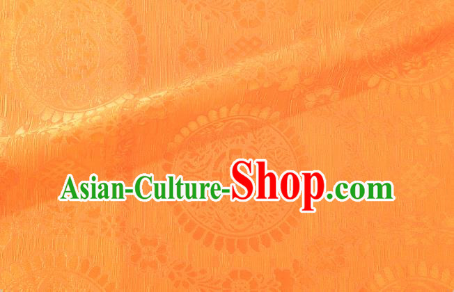 Chinese Classical Auspicious Pattern Design Orange Brocade Fabric Asian Traditional Hanfu Satin Material Chinese Classical Auspicious Pattern Design Orange Brocade Fabric Asian Traditional Hanfu Satin Material
