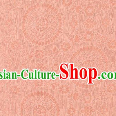 Chinese Classical Auspicious Pattern Design Pinkish Orange Brocade Fabric Asian Traditional Hanfu Satin Material