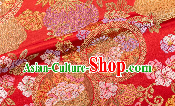 Chinese Classical Chrysanthemum Bamboo Pattern Design Red Brocade Fabric Asian Traditional Hanfu Satin Material Chinese Classical Chrysanthemum Bamboo Pattern Design Red Brocade Fabric Asian Traditional Hanfu Satin Material
