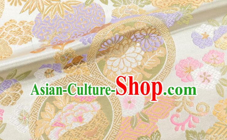 Chinese Classical Chrysanthemum Bamboo Pattern Design Beige Brocade Fabric Asian Traditional Hanfu Satin Material Chinese Classical Chrysanthemum Bamboo Pattern Design Beige Brocade Fabric Asian Traditional Hanfu Satin Material