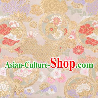 Chinese Classical Chrysanthemum Bamboo Pattern Design Champagne Brocade Fabric Asian Traditional Hanfu Satin Material
