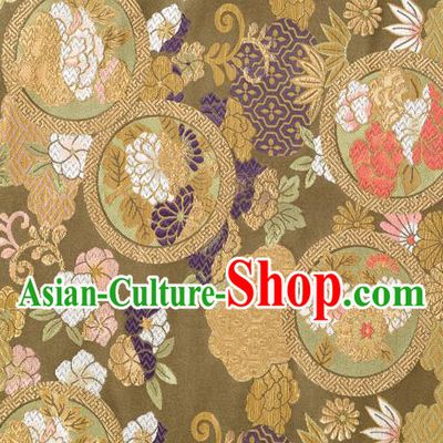 Chinese Classical Chrysanthemum Bamboo Pattern Design Army Green Brocade Fabric Asian Traditional Hanfu Satin Material