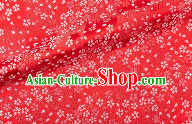 Asian Japanese Traditional Sakura Pattern Design Red Brocade Fabric Kimono Tapestry Satin Asian Japanese Traditional Sakura Pattern Design Red Brocade Fabric Kimono Tapestry Satin