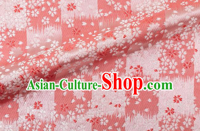 Asian Japanese Traditional Sakura Pattern Design Pink Brocade Fabric Kimono Tapestry Satin Asian Japanese Traditional Sakura Pattern Design Pink Brocade Fabric Kimono Tapestry Satin