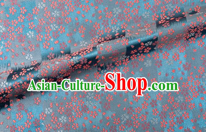 Asian Japanese Traditional Sakura Pattern Design Light Blue Brocade Fabric Kimono Tapestry Satin Asian Japanese Traditional Sakura Pattern Design Light Blue Brocade Fabric Kimono Tapestry Satin