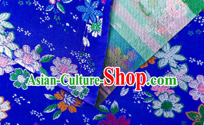 Japanese Traditional Sakura Pattern Design Royalblue Brocade Fabric Asian Kimono Tapestry Satin Japanese Traditional Sakura Pattern Design Royalblue Brocade Fabric Asian Kimono Tapestry Satin