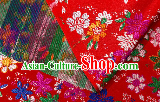 Japanese Traditional Sakura Pattern Design Red Brocade Fabric Asian Kimono Tapestry Satin Japanese Traditional Sakura Pattern Design Red Brocade Fabric Asian Kimono Tapestry Satin