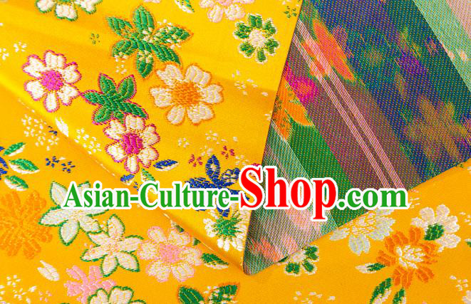 Japanese Traditional Sakura Pattern Design Golden Brocade Fabric Asian Kimono Tapestry Satin Japanese Traditional Sakura Pattern Design Golden Brocade Fabric Asian Kimono Tapestry Satin