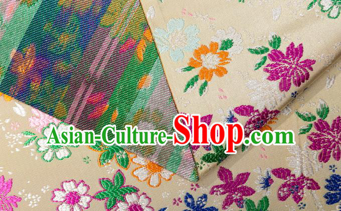 Japanese Traditional Sakura Pattern Design Light Golden Brocade Fabric Asian Kimono Tapestry Satin Japanese Traditional Sakura Pattern Design Light Golden Brocade Fabric Asian Kimono Tapestry Satin