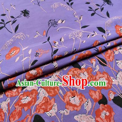Chinese Classical Pattern Design Purple Brocade Fabric Asian Traditional Hanfu Satin Material