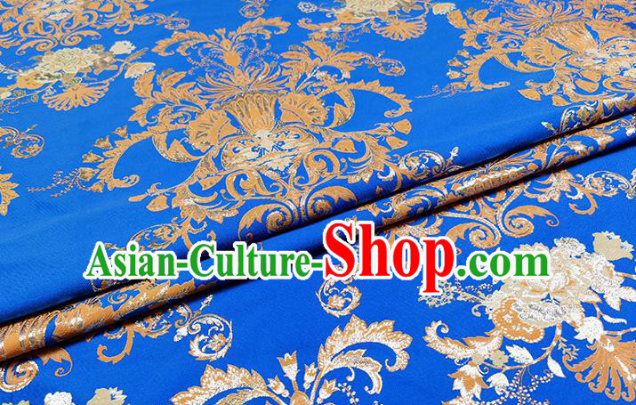 Chinese Classical Pattern Design Royalblue Brocade Fabric Asian Traditional Hanfu Satin Material Chinese Classical Pattern Design Royalblue Brocade Fabric Asian Traditional Hanfu Satin Material