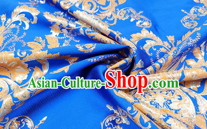 Chinese Classical Pattern Design Royalblue Brocade Fabric Asian Traditional Hanfu Satin Material Chinese Classical Pattern Design Royalblue Brocade Fabric Asian Traditional Hanfu Satin Material