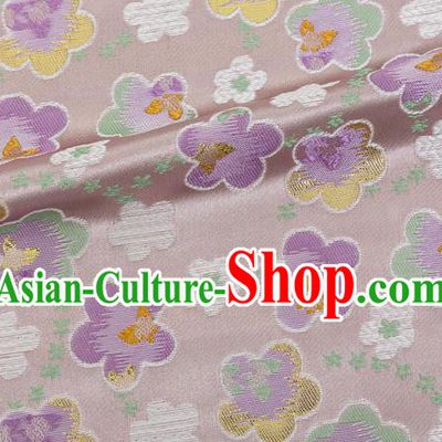 Japanese Traditional Oriental Cherry Pattern Design Lilac Brocade Fabric Asian Kimono Tapestry Satin