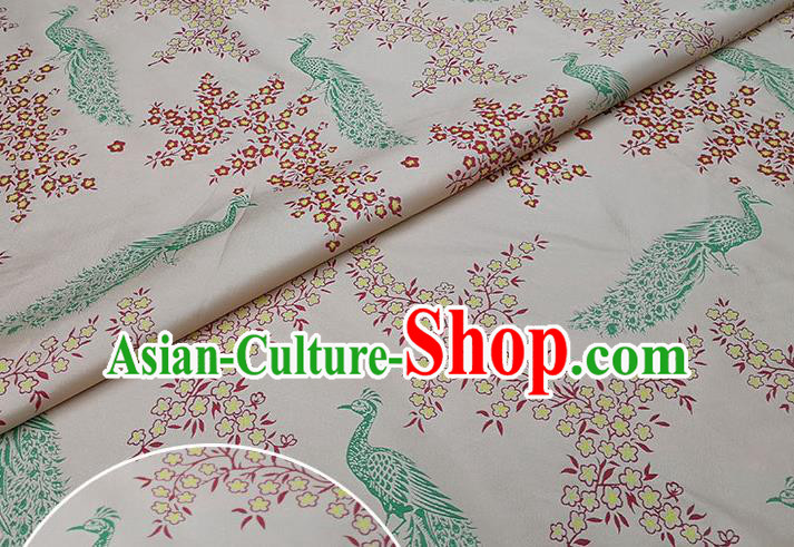 Chinese Classical Peacock Pattern Design Light Pink Brocade Fabric Asian Traditional Hanfu Satin Material Chinese Classical Peacock Pattern Design Light Pink Brocade Fabric Asian Traditional Hanfu Satin Material