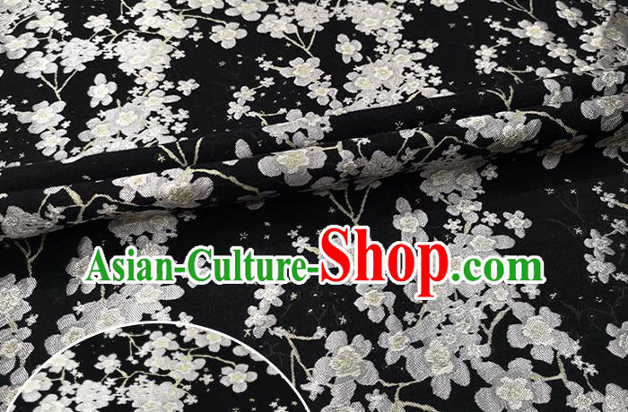 Chinese Classical Plum Blossom Pattern Design Black Brocade Fabric Asian Traditional Hanfu Satin Material