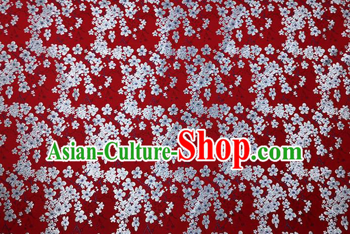 Chinese Classical Plum Blossom Pattern Design Red Brocade Fabric Asian Traditional Hanfu Satin Material Chinese Classical Plum Blossom Pattern Design Red Brocade Fabric Asian Traditional Hanfu Satin Material