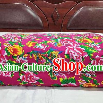 Chinese Traditional Phoenix Peony Pattern Rosy Quilt Cover Wedding Bedclothes