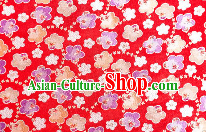 Japanese Traditional Oriental Cherry Pattern Design Red Brocade Fabric Asian Kimono Tapestry Satin Japanese Traditional Oriental Cherry Pattern Design Red Brocade Fabric Asian Kimono Tapestry Satin
