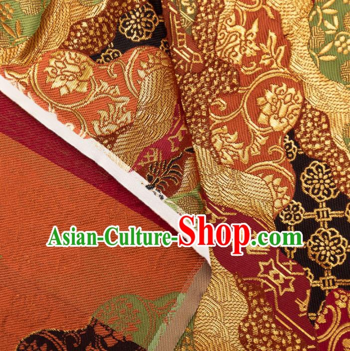 Japanese Traditional Pattern Design Brocade Fabric Asian Kimono Tapestry Satin Japanese Traditional Pattern Design Brocade Fabric Asian Kimono Tapestry Satin