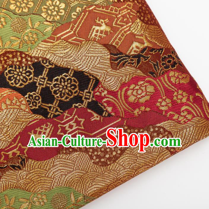 Japanese Traditional Pattern Design Brocade Fabric Asian Kimono Tapestry Satin Japanese Traditional Pattern Design Brocade Fabric Asian Kimono Tapestry Satin