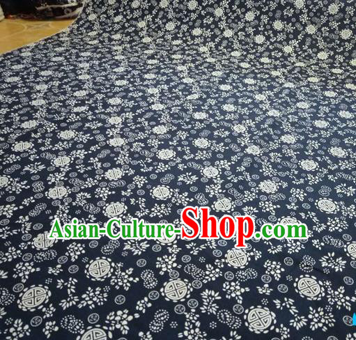 Chinese Classical Lucky Pattern Design Navy Fabric Asian Traditional Hanfu Cloth Material