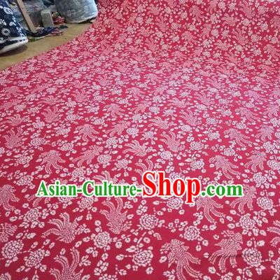 Chinese Classical Phoenix Pattern Design Red Fabric Asian Traditional Hanfu Cloth Material