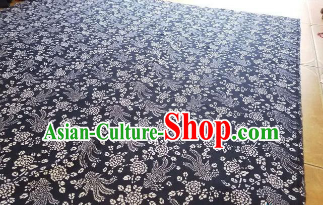 Chinese Classical Phoenix Pattern Design Navy Fabric Asian Traditional Hanfu Cloth Material Chinese Classical Phoenix Pattern Design Navy Fabric Asian Traditional Hanfu Cloth Material
