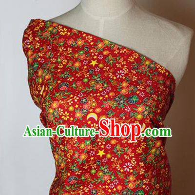 Chinese Classical Moon Grass Pattern Design Red Fabric Asian Traditional Hanfu Cloth Material