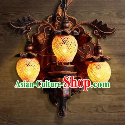 Southeast Asia Traditional Three Pieces Wall Lantern Thailand Handmade Wood Lanterns