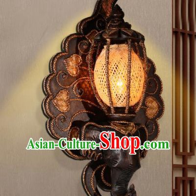Southeast Asia Traditional Elephant Wall Lantern Thailand Handmade Wood Lanterns