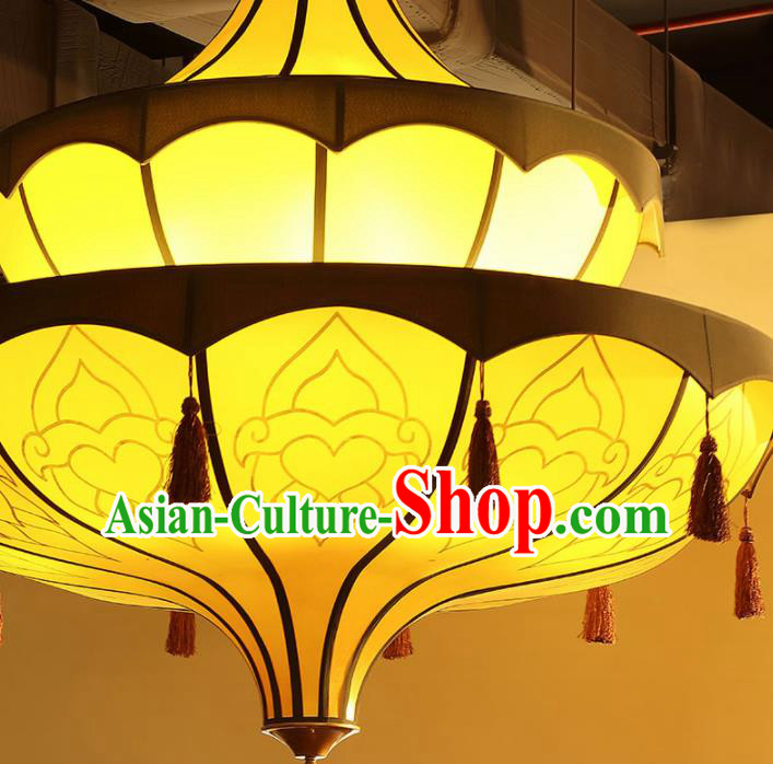 Asian Traditional Yellow Cloth Ceiling Lantern Thailand Handmade Lanterns Hanging Lamps Asian Traditional Yellow Cloth Ceiling Lantern Thailand Handmade Lanterns Hanging Lamps