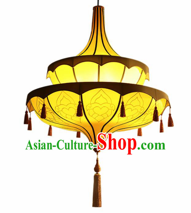 Asian Traditional Yellow Cloth Ceiling Lantern Thailand Handmade Lanterns Hanging Lamps Asian Traditional Yellow Cloth Ceiling Lantern Thailand Handmade Lanterns Hanging Lamps