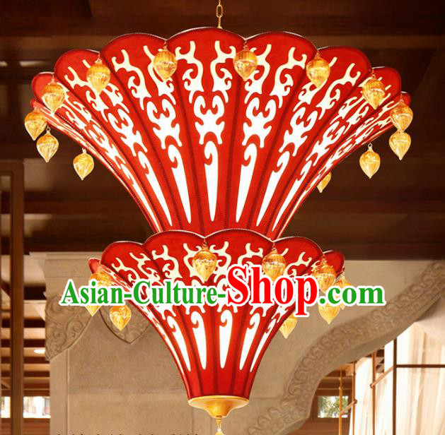 Asian Traditional Red Cloth Ceiling Lantern Thailand Handmade Lanterns Hanging Lamps