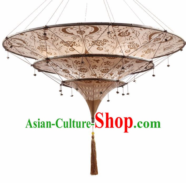 Asian Traditional Fabrics Ceiling Lantern Thailand Handmade Lanterns Hanging Lamps