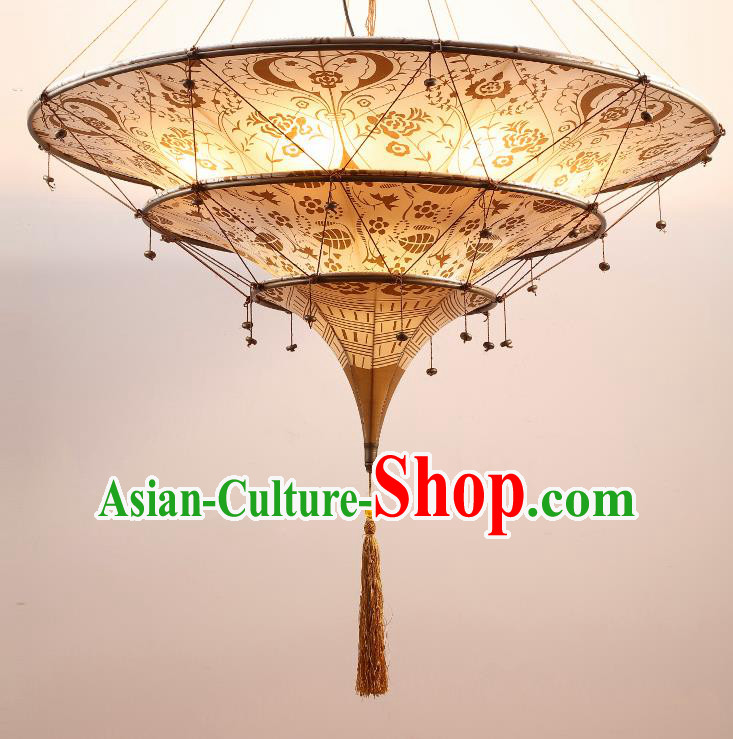 Asian Traditional Fabrics Ceiling Lantern Thailand Handmade Lanterns Hanging Lamps