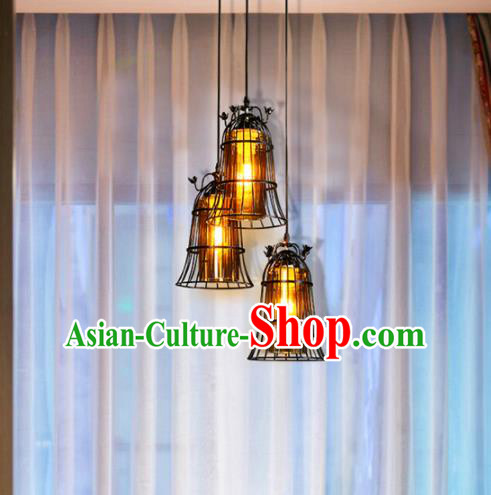 Asian Traditional Hanging Lantern Thailand Handmade Iron Lanterns Three Pieces Lamps Asian Traditional Hanging Lantern Thailand Handmade Iron Lanterns Three Pieces Lamps