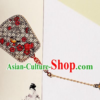 Traditional Chinese Fan Bookmarks China Craft Red Plum Blossom Bookmark