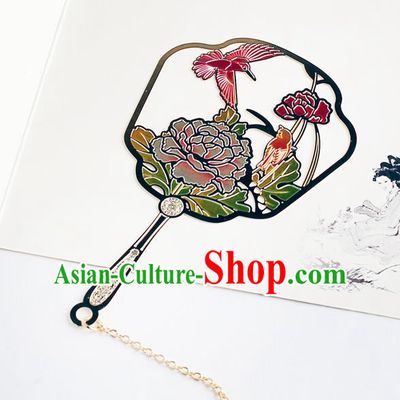 Traditional Chinese Carving Peony Fan Bookmarks China Craft Bookmark